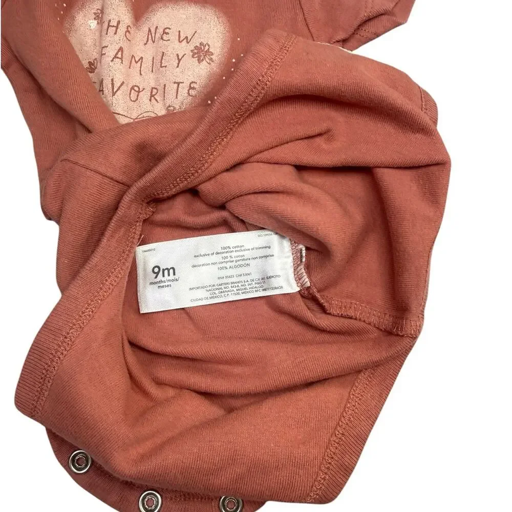 Carter's Bodysuit Bundle Baby Girl Hummingbird Heart Brown 9 Months